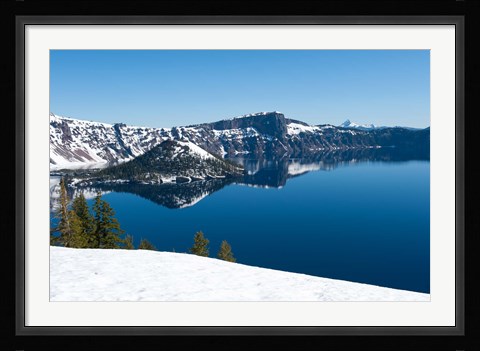 Framed Lake in winter, Crater Lake, Crater Lake National Park, Oregon Print