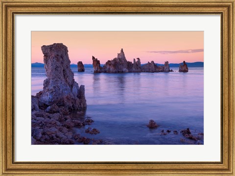 Framed Tufa formations at Sunset, Mono Lake, California Print