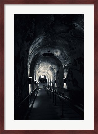 Framed Pommery Champagne Winery Passageway, Reims, Marne, Champagne-Ardenne, France (black and white) Print