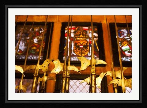 Framed Medieval Armory, Chateau du Haut-Koenigsbourg, Orschwiller, Alsatian Wine Route, Bas-Rhin, Alsace, France Print