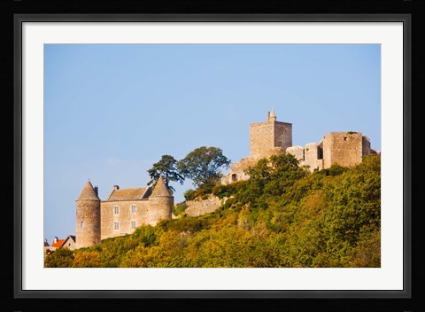 Framed Low angle view of a castle on a hill, Brancion, Maconnais, Saone-et-Loire, Burgundy, France Print