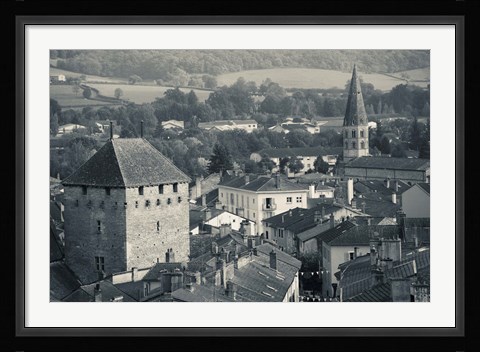 Framed Abbey in a town, Cluny Abbey, Maconnais, Saone-et-Loire, Burgundy, France Print