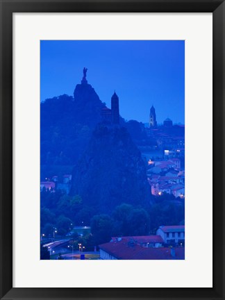 Framed Rocher Corneille with Saint Michel d&#39;Aiguilhe and Cathedral of Notre Dame Le Puy, Le Puy-en-Velay, Haute-Loire, Auvergne, France Print