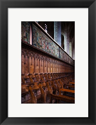 Framed Choir stalls at Abbatiale Saint-Robert, La Chaise-Dieu, Haute-Loire, Auvergne, France Print