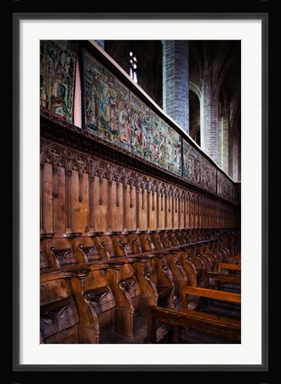 Framed Choir stalls at Abbatiale Saint-Robert, La Chaise-Dieu, Haute-Loire, Auvergne, France Print