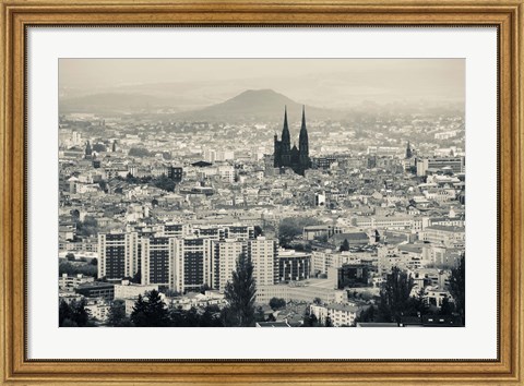 Framed Cityscape with Cathedrale Notre-Dame-de-l&#39;Assomption in the background, Clermont-Ferrand, Auvergne, Puy-de-Dome, France Print