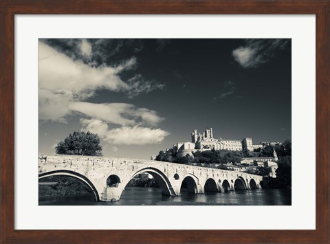 Framed Pont Vieux Bridge, Beziers, Herault, Languedoc-Roussillon, France Print