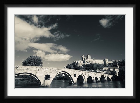 Framed Pont Vieux Bridge, Beziers, Herault, Languedoc-Roussillon, France Print