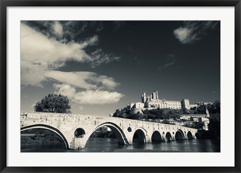 Framed Pont Vieux Bridge, Beziers, Herault, Languedoc-Roussillon, France Print