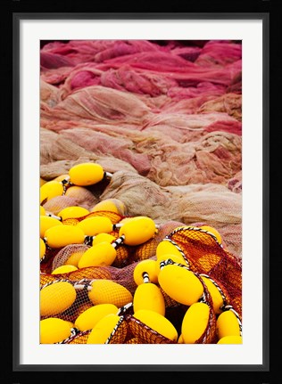 Framed Commercial Fishing Nets with Floats, Port-Vendres, Vermillion Coast, Pyrennes-Orientales, Languedoc-Roussillon, France Print