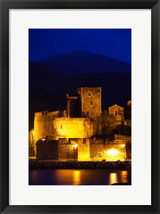 Framed Castle at the waterfront, Chateau Royal, Collioure, Vermillion Coast, Pyrennes-Orientales, Languedoc-Roussillon, France Print