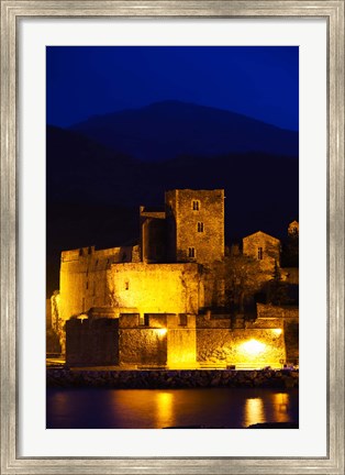 Framed Castle at the waterfront, Chateau Royal, Collioure, Vermillion Coast, Pyrennes-Orientales, Languedoc-Roussillon, France Print
