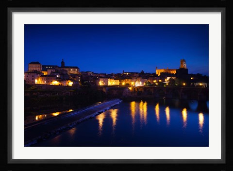 Framed Town with Cathedrale Sainte-Cecile at evening, Albi, Tarn, Midi-Pyrenees, France Print