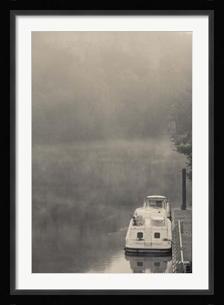 Framed Morning fog over Lot River, Bouzies, Lot, Midi-Pyrenees, France Print
