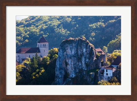 Framed Ruins of the town chateau, St-Cirq-Lapopie, Lot, Midi-Pyrenees, France Print