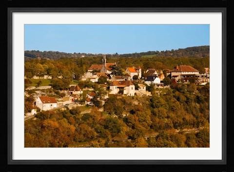 Framed Overview of L'Hospitalet village, Rocamadour, Lot, Midi-Pyrenees, France Print