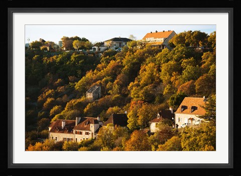 Framed Buildings in L'Hospitalet village at sunset, Rocamadour, Lot, Midi-Pyrenees, France Print