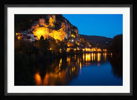 Framed Dordogne River, La Roque-Gageac, Dordogne, Aquitaine, France Print