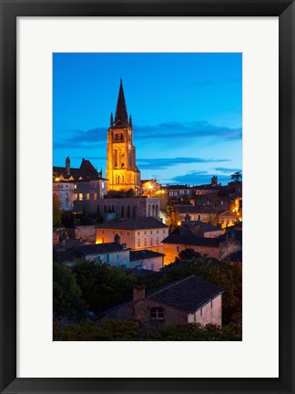 Framed Eglise Monolithe Church at Dawn, Saint-Emilion, Gironde, Aquitaine, France Print