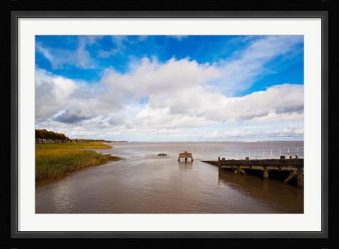 Framed Town Pier on the Gironde River, Pauillac, Haut Medoc, Gironde, Aquitaine, France Print