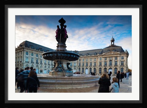 Framed Place de la Bourse buildings at dusk, Bordeaux, Gironde, Aquitaine, France Print