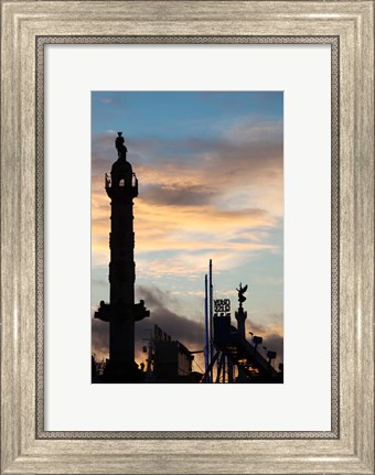 Framed Esplanade des Quinconces and carnival at sunset, Bordeaux, Gironde, Aquitaine, France Print