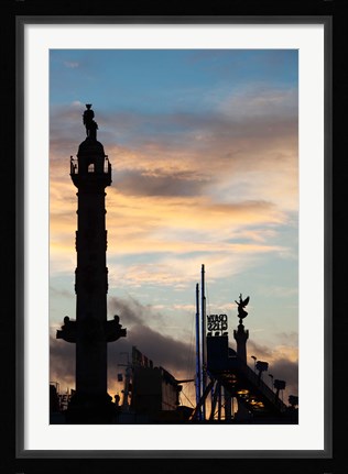 Framed Esplanade des Quinconces and carnival at sunset, Bordeaux, Gironde, Aquitaine, France Print