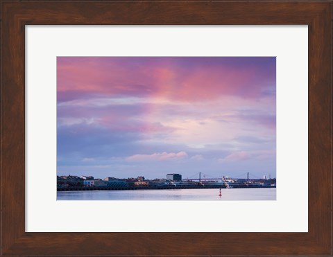 Framed Garonne Riverfront at dusk, Bordeaux, Gironde, Aquitaine, France Print