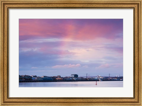 Framed Garonne Riverfront at dusk, Bordeaux, Gironde, Aquitaine, France Print