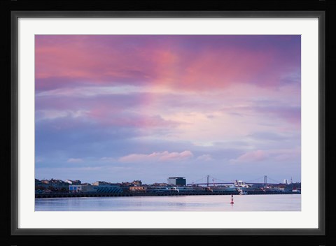 Framed Garonne Riverfront at dusk, Bordeaux, Gironde, Aquitaine, France Print