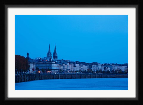 Framed Garonne Riverfront at dawn, Bordeaux, Gironde, Aquitaine, France Print