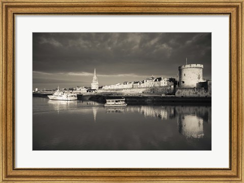 Framed Tour de la Lanterne, La Rochelle, Charente-Maritime, Poitou-Charentes, France (black and white) Print