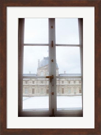 Framed Louvre museum viewed through a window, Paris, Ile-de-France, France Print