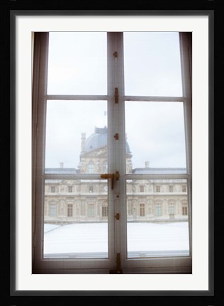 Framed Louvre museum viewed through a window, Paris, Ile-de-France, France Print