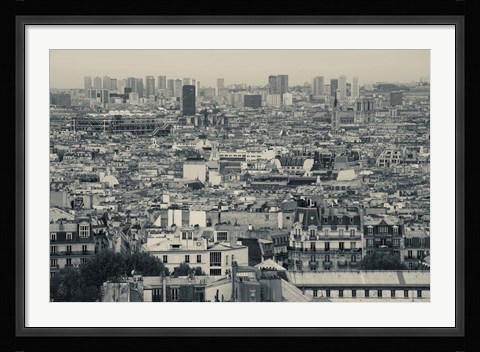 Framed Aerial view of a city viewed from Basilique Du Sacre Coeur, Montmartre, Paris, Ile-de-France, France Print