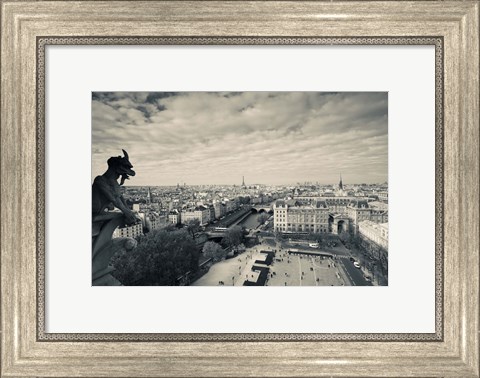 Framed City viewed from the Notre Dame Cathedral, Paris, Ile-de-France, France Print