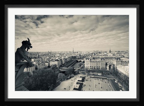 Framed City viewed from the Notre Dame Cathedral, Paris, Ile-de-France, France Print