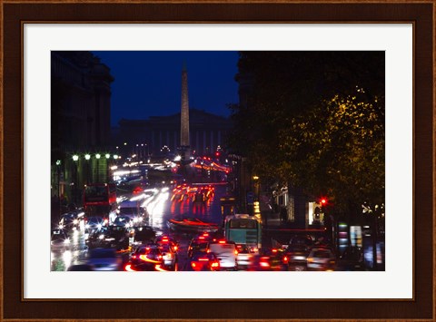 Framed Rue Royale at Night, Paris, Ile-de-France, France Print