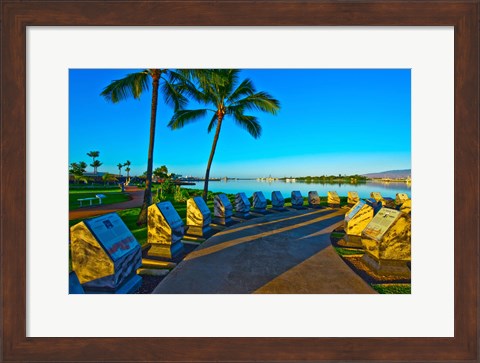 Framed Waterfront Submarine Memorial, USS Bowfin Submarine Museum And Park, Pearl Harbor, Honolulu, Oahu, Hawaii, USA Print
