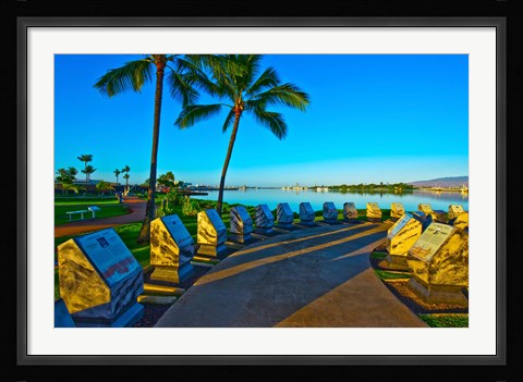 Framed Waterfront Submarine Memorial, USS Bowfin Submarine Museum And Park, Pearl Harbor, Honolulu, Oahu, Hawaii, USA Print