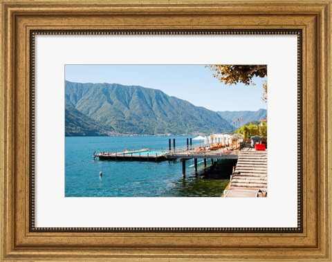 Framed Sundeck and floating pool at Grand Hotel, Tremezzo, Lake Como, Lombardy, Italy Print