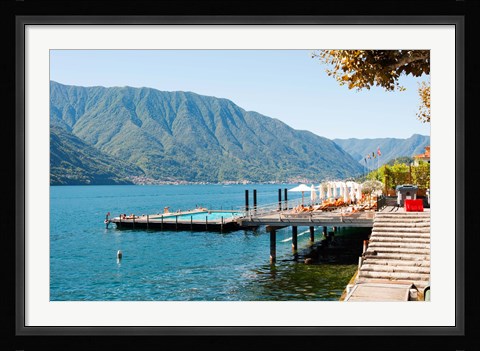 Framed Sundeck and floating pool at Grand Hotel, Tremezzo, Lake Como, Lombardy, Italy Print