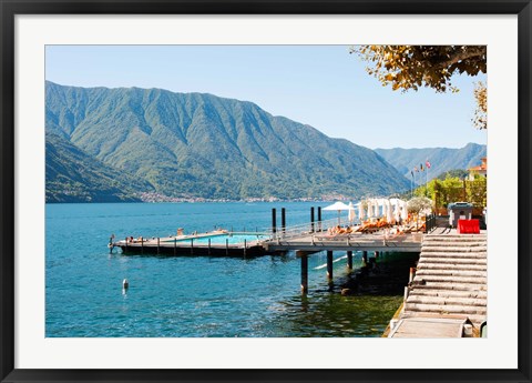 Framed Sundeck and floating pool at Grand Hotel, Tremezzo, Lake Como, Lombardy, Italy Print