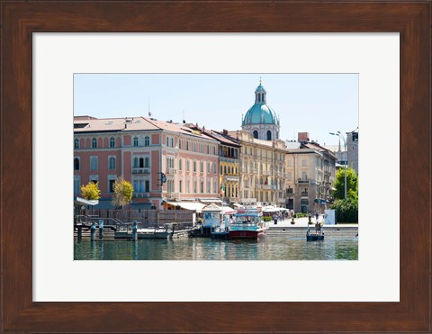 Framed Buildings alongside Lake Como at Piazza Cavour, Como, Lombardy, Italy Print