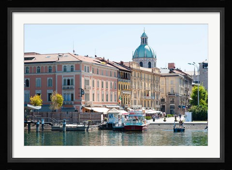 Framed Buildings alongside Lake Como at Piazza Cavour, Como, Lombardy, Italy Print