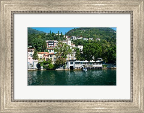 Framed Acquadolce Cafe at the edge of Lake Como, Carate Urio, Province of Como, Lombardy, Italy Print