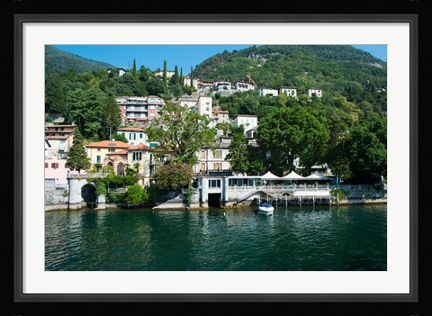 Framed Acquadolce Cafe at the edge of Lake Como, Carate Urio, Province of Como, Lombardy, Italy Print