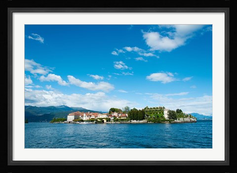 Framed Isola Bella seen from ferry, Stresa, Lake Maggiore, Piedmont, Italy Print
