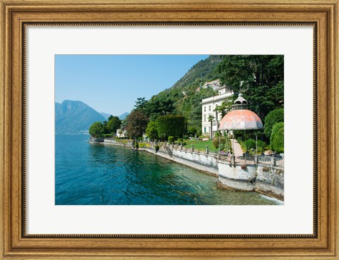 Framed Home along a lake, Lake Como, Sala Comacina, Lombardy, Italy Print