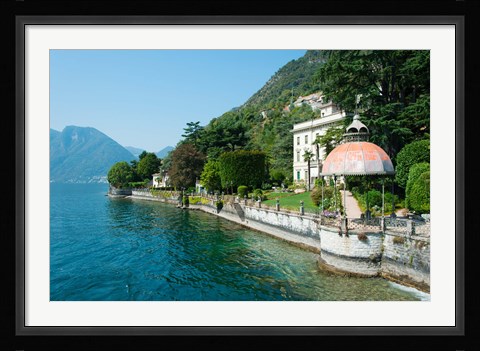 Framed Home along a lake, Lake Como, Sala Comacina, Lombardy, Italy Print